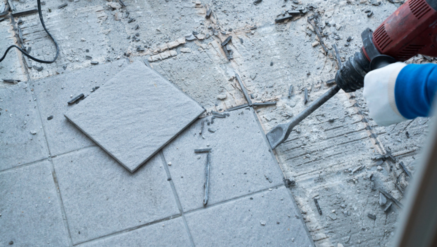 Asbestos adhesives on tiles
