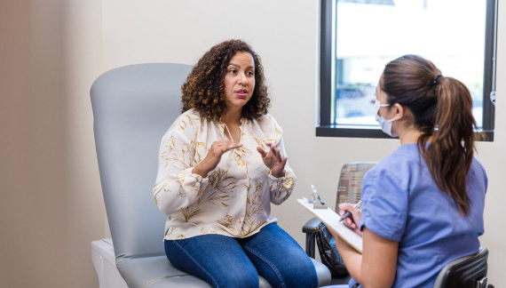 Patient advocating for herself with her health care provider