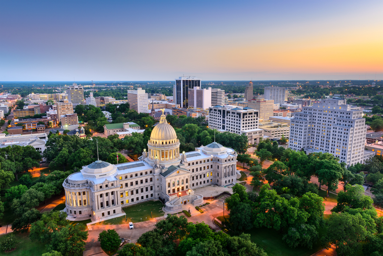 Aerial view of Jackson, Mississippi