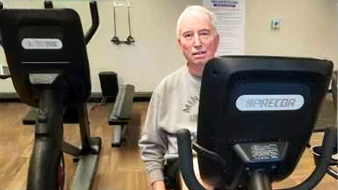 Kevin Hession working out at the gym.