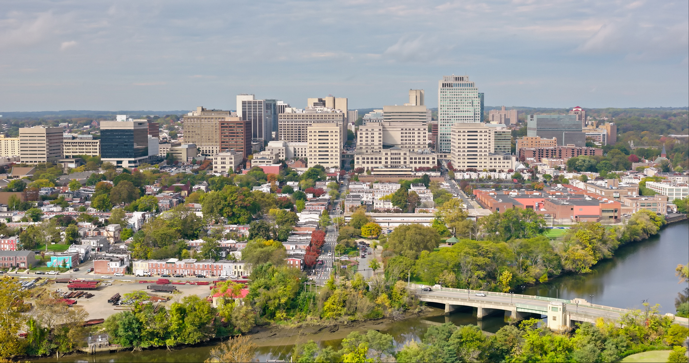 Aerial shot of downtown Wilmington, Delaware