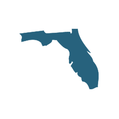 Blue icon of Florida state.