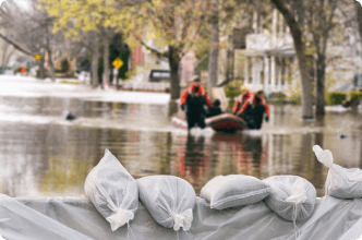 Sandbags shown during flood